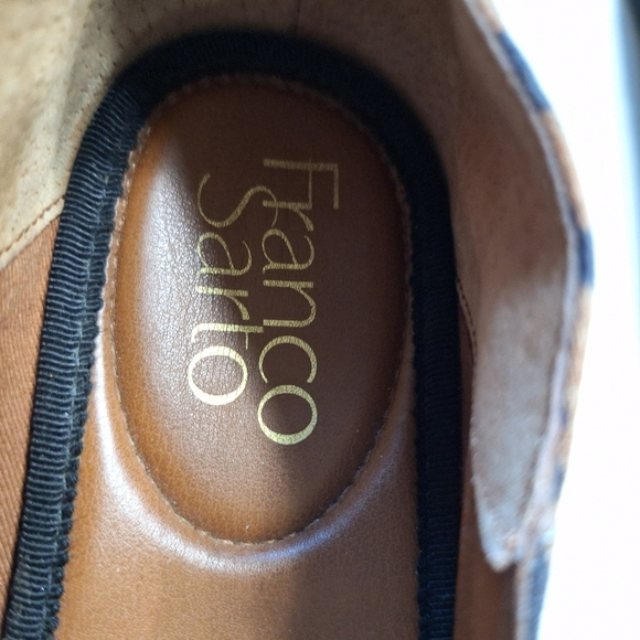 Franco Sarto Brown Black Harrow Leopard Print Preppy Slip On Loafers Size 7 - Picture 13 of 14